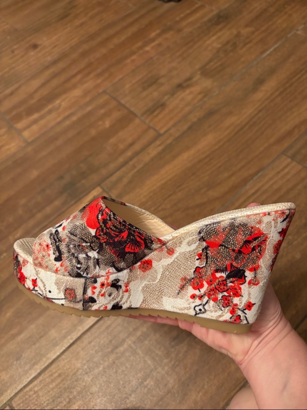 Wedge Slide Sandals in Floral Multi-Color - Picture 6 of 10
